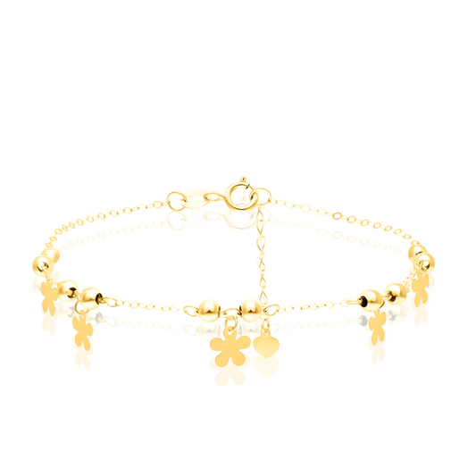 18K Pure Gold Hanging Flower Bracelet