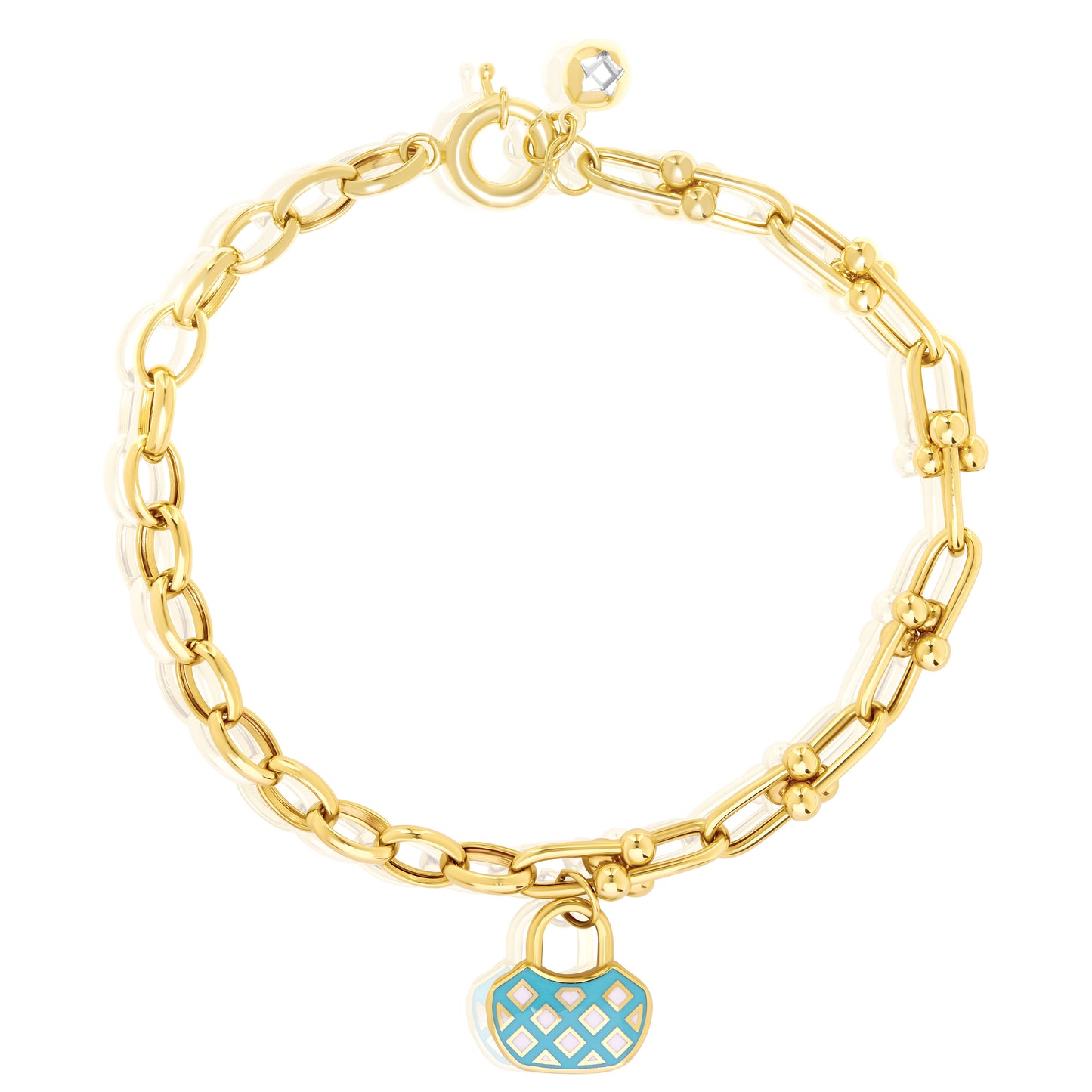 18K Pure Gold U-Linked Bag Bracelet