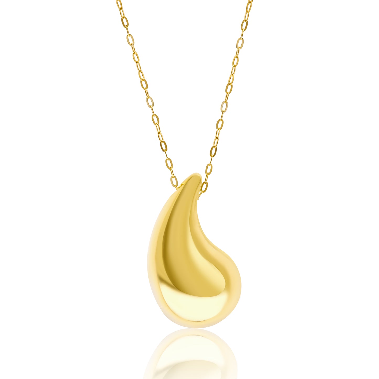 18K Pure Gold Curved Drop Necklace