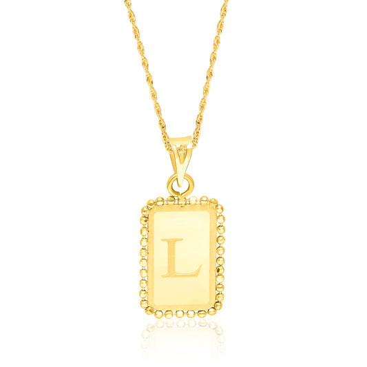 18K Pure Gold Letter L Seed Necklace