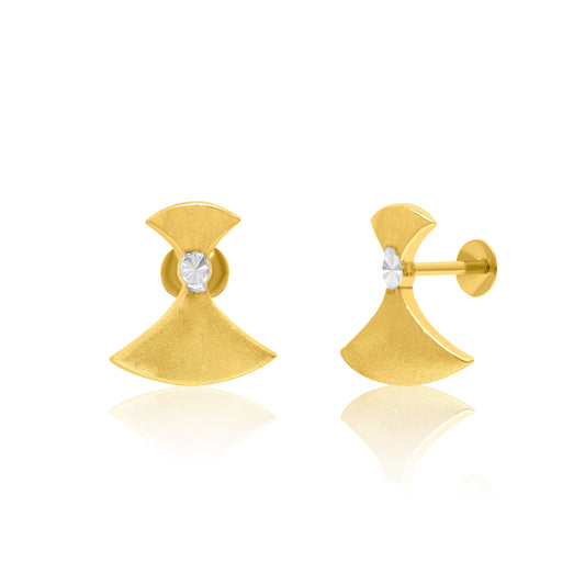 18K Pure Gold Screw Stone Earring Set