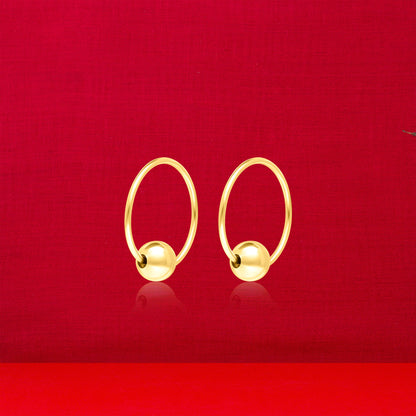 18K Pure Gold Round Ball Earring Set