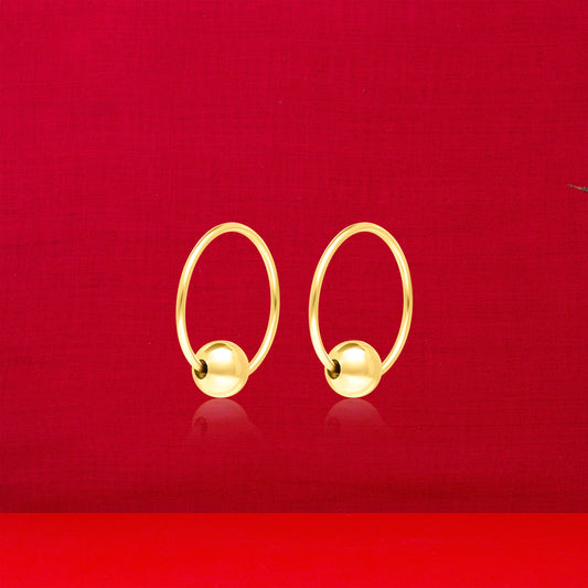 18K Pure Gold Round Ball Earring Set