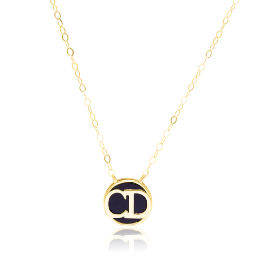 18K Pure Gold Black C.D Necklace