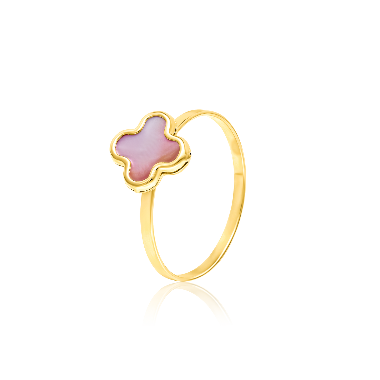 18K Pure Gold V.C Pink Flower Ring