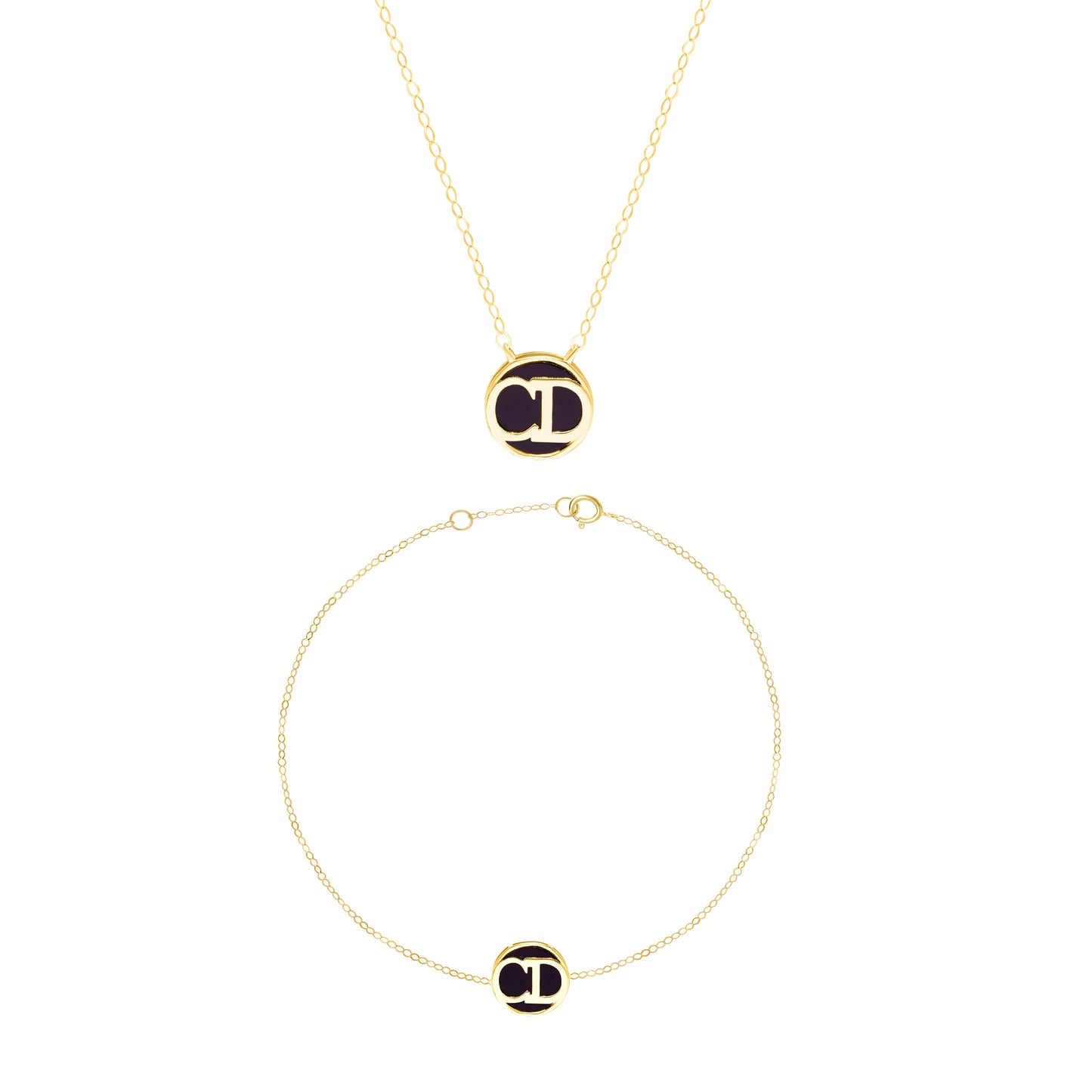 18K Pure Gold Black C.D Jewelry Set