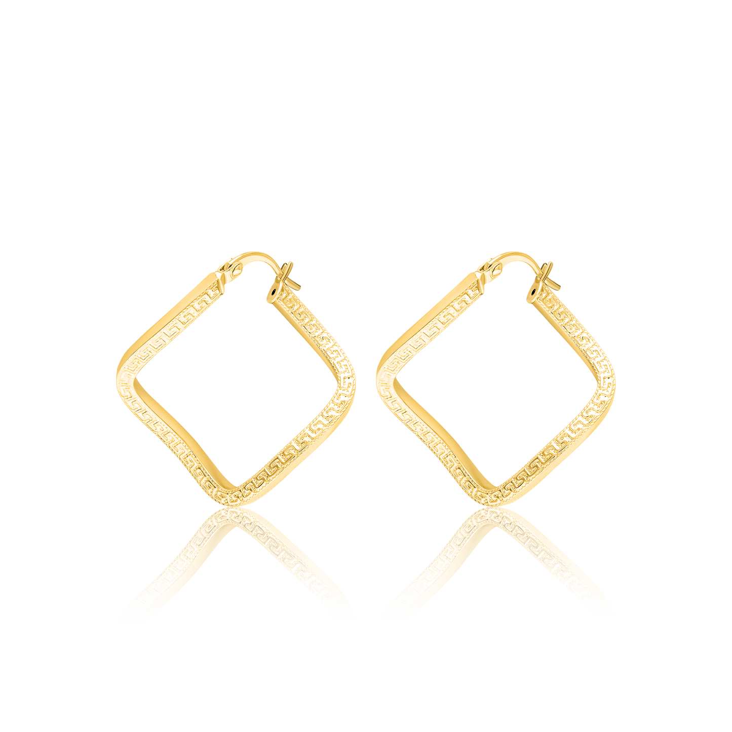 18K Pure Gold Twisted Square Jewelry Set