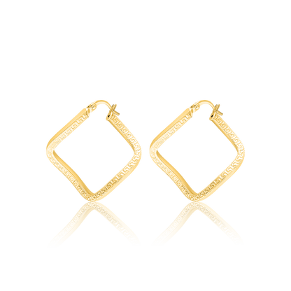 18K Pure Gold Twisted Square Jewelry Set