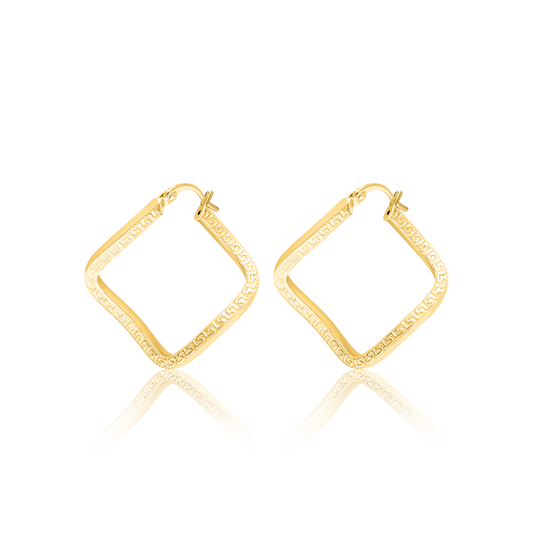 18K Pure Gold Twisted Square Jewelry Set