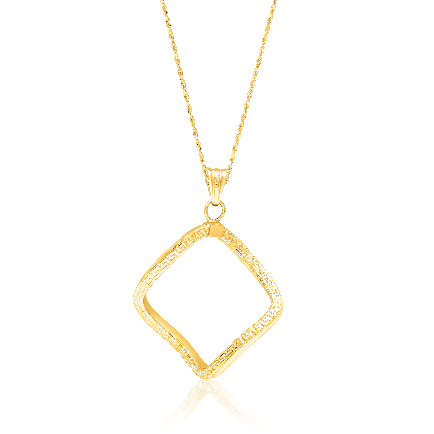 18K Pure Gold Twisted Square Jewelry Set