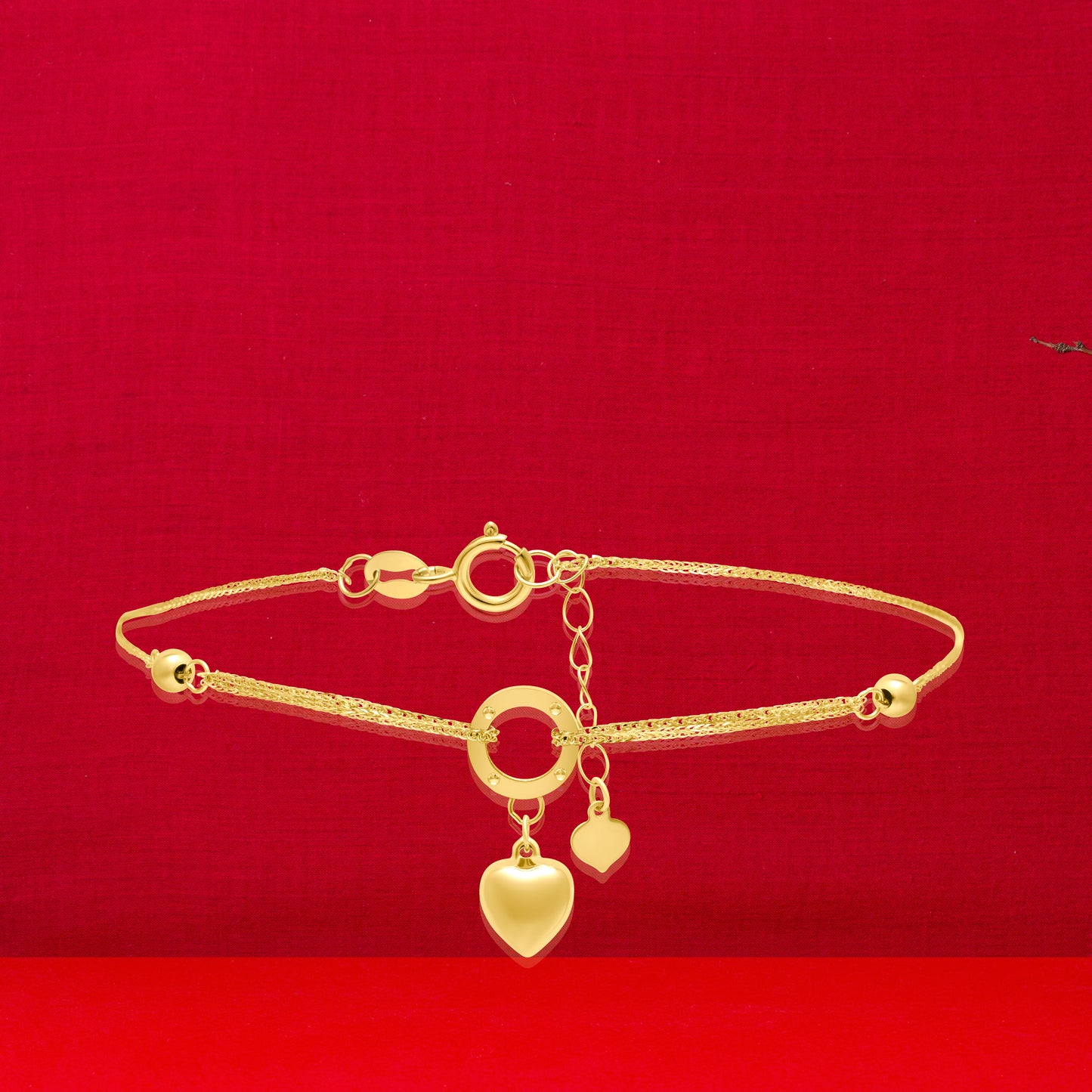 18K Pure Gold Heart Seed Bracelet