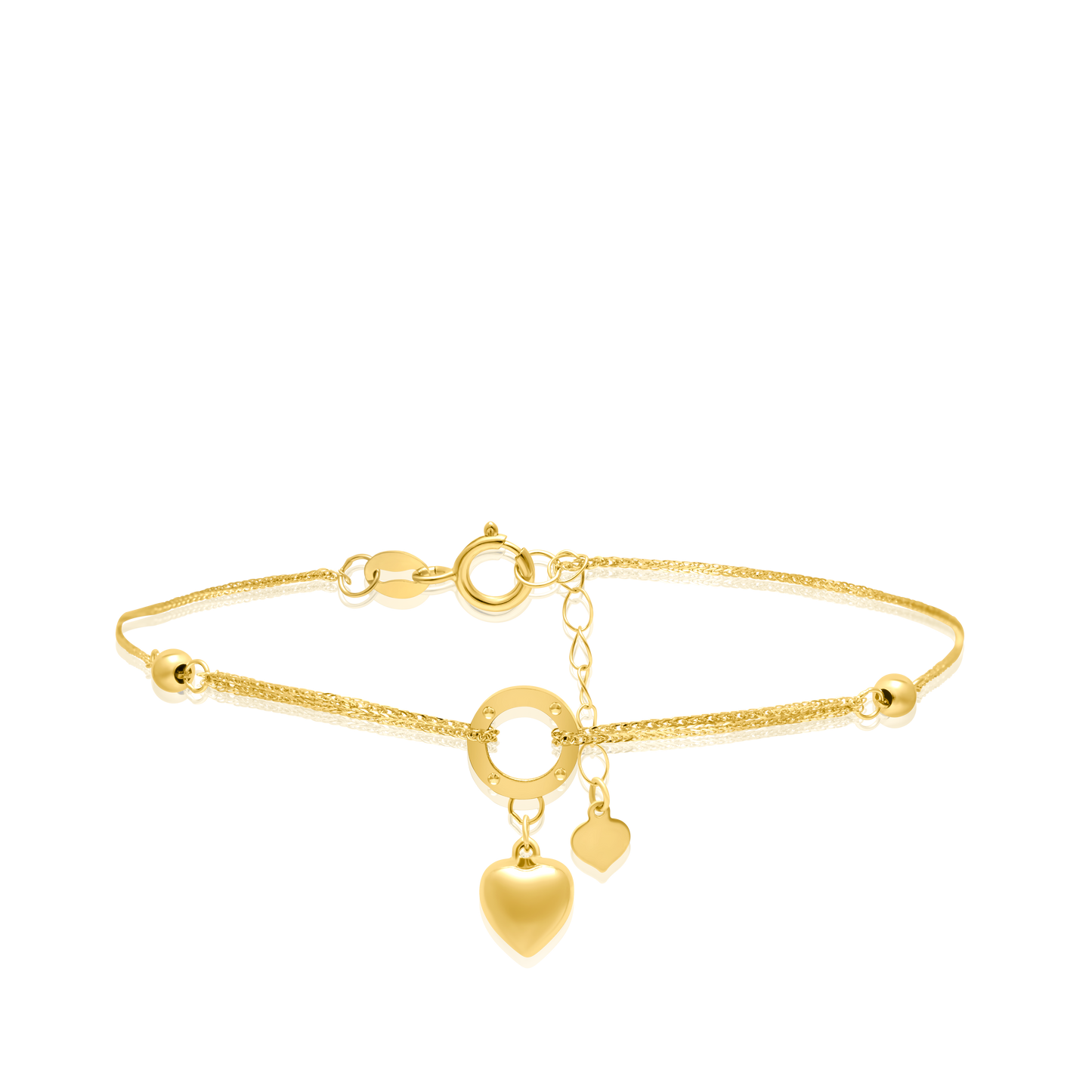 18K Pure Gold Heart Seed Bracelet