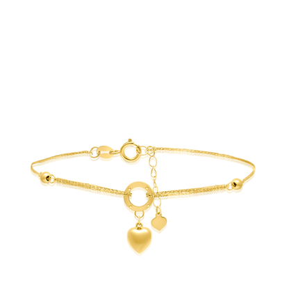 18K Pure Gold Heart Seed Bracelet