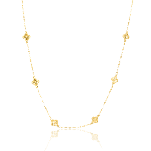 18K Pure Gold Flower Necklace