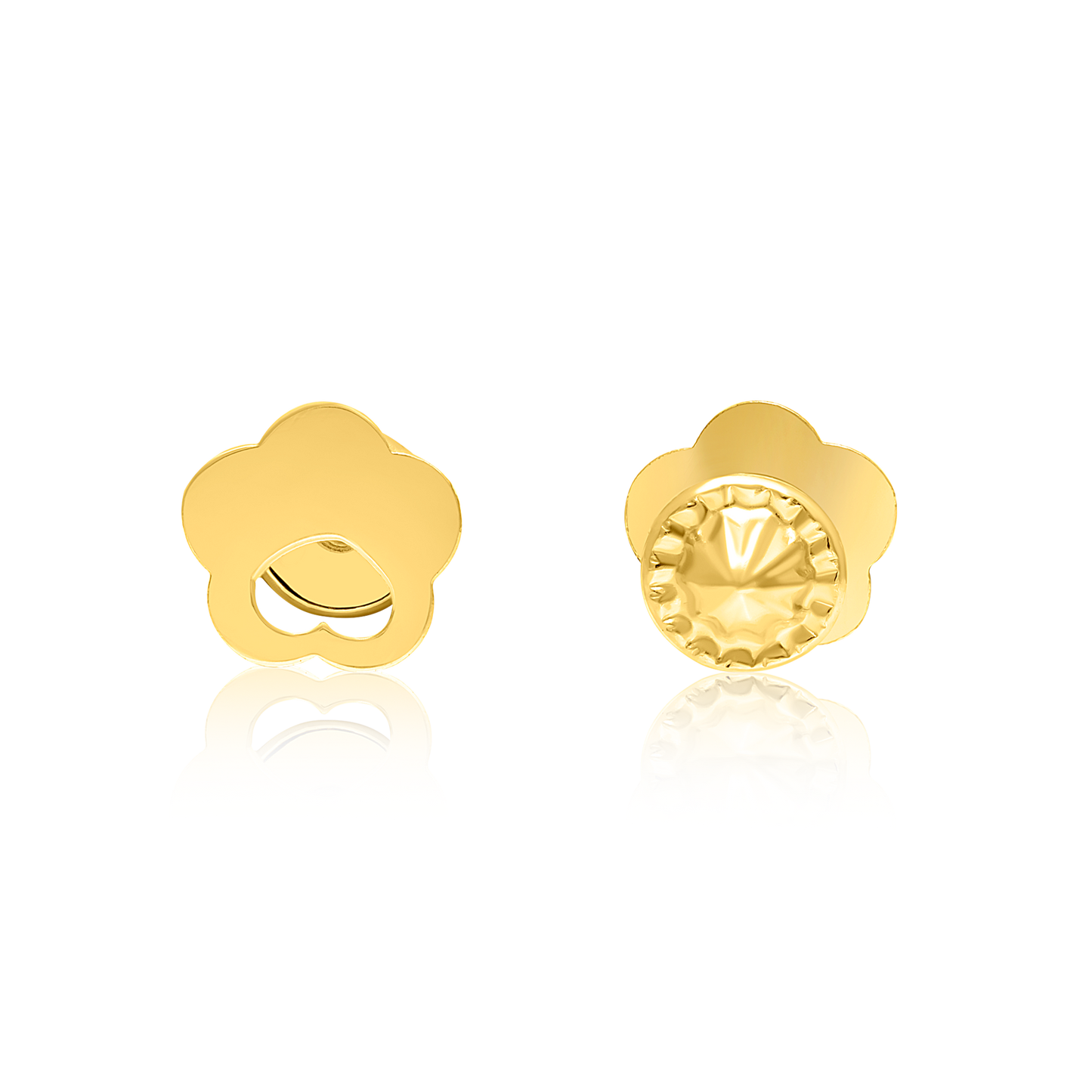 18K Pure Gold Flower Screw Earring Set