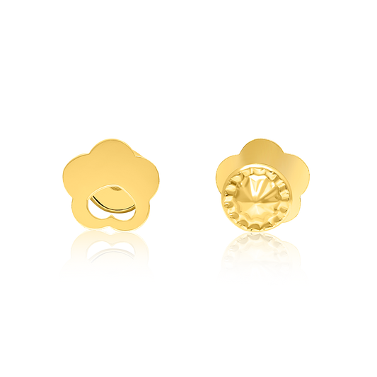 18K Pure Gold Flower Screw Earring Set