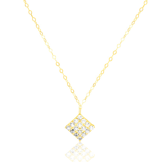 18K Pure Gold Stone Diamond Necklace