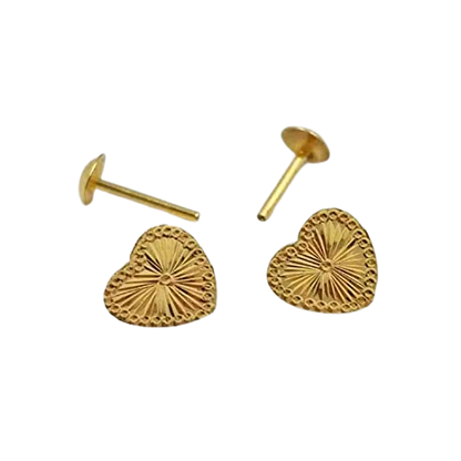 18K Pure Gold Heart Design Screw Earrings