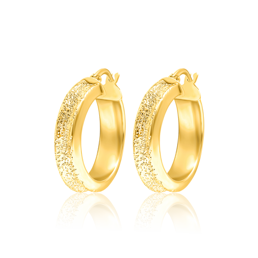 18K Pure Gold Thick Round Earring Set