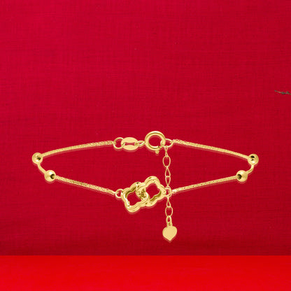 18K Pure Gold 2 Flower Locked Seed Bracelet