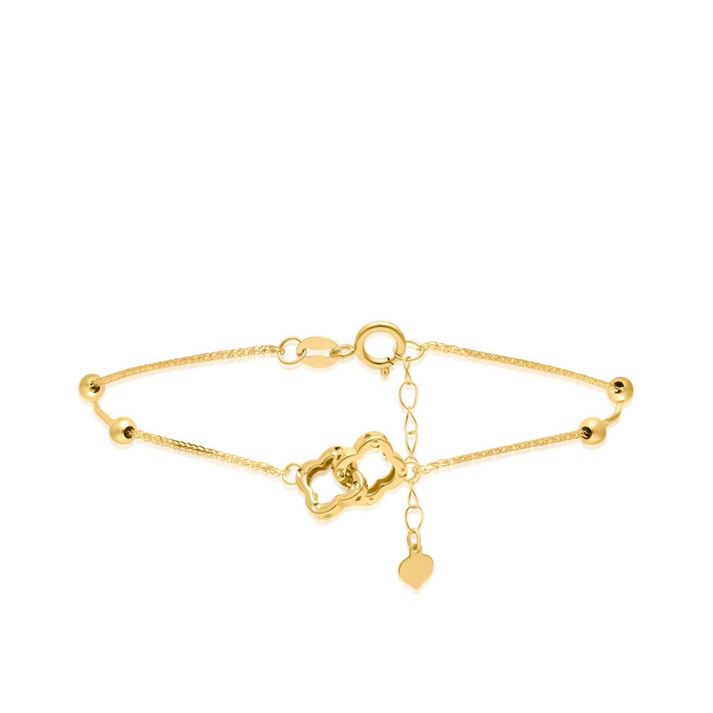 18K Pure Gold 2 Flower Locked Seed Bracelet