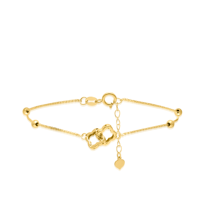 18K Pure Gold 2 Flower Locked Seed Bracelet