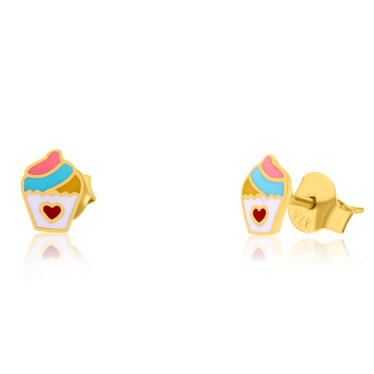 21K Pure Gold Ice Cream Stud Earring Set