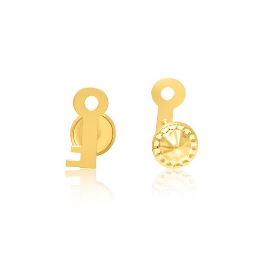 18K Pure Gold Key Screw Earring Set