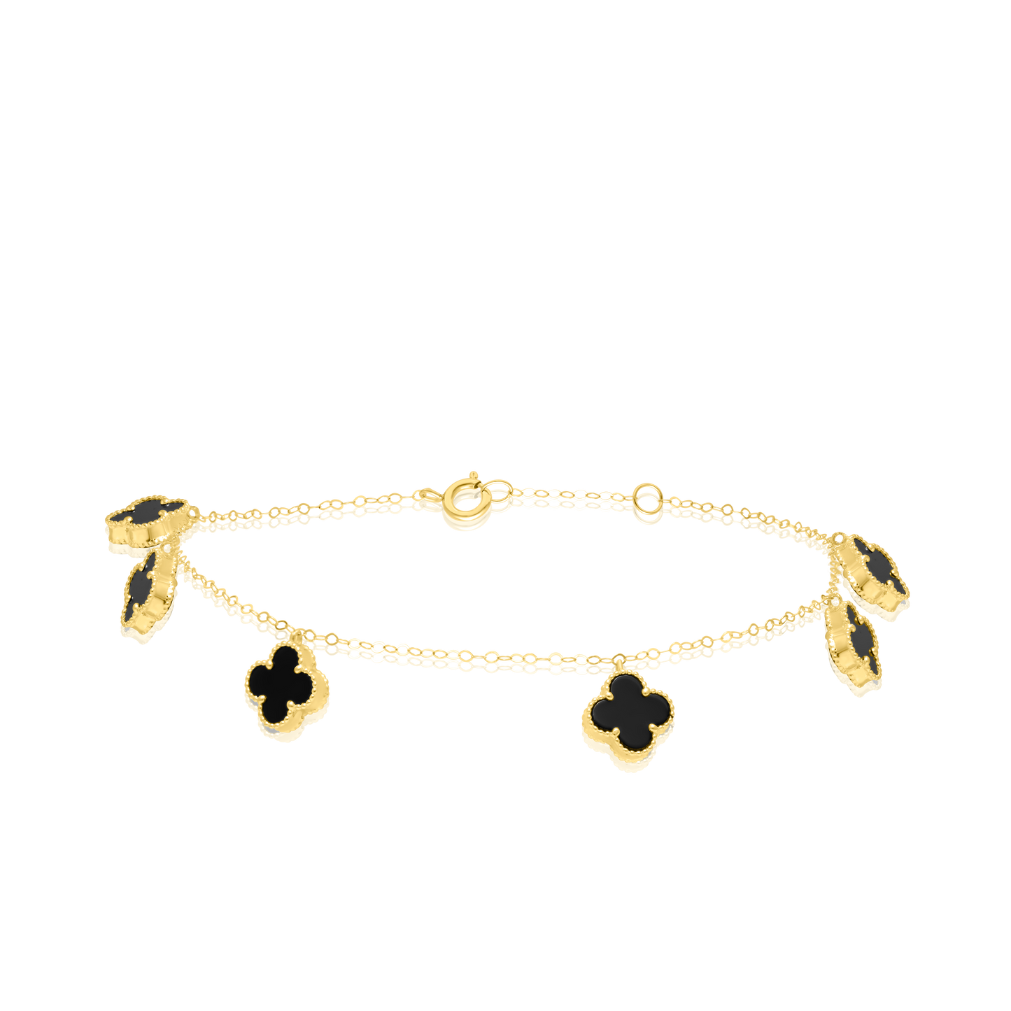 18K Pure Gold V.C Black Flower Bracelet