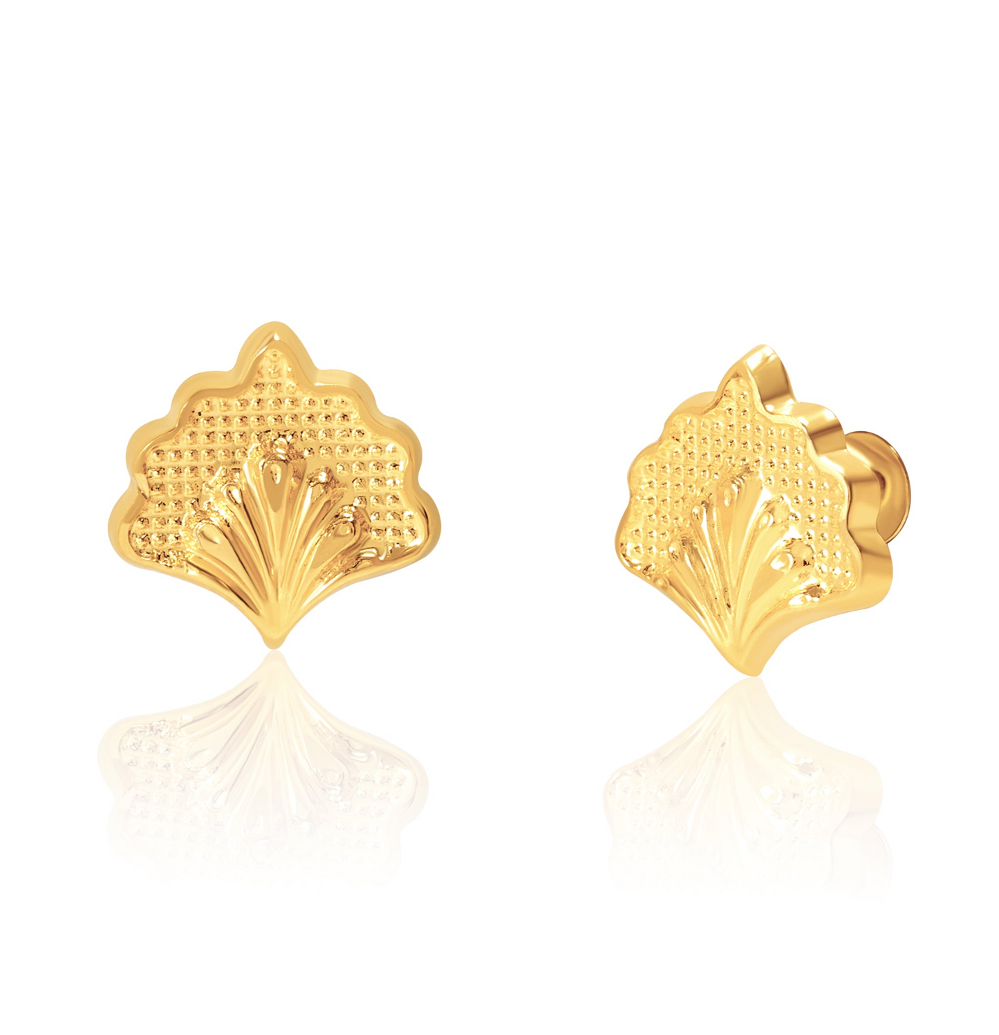 18K Pure Gold Tree Screw Earring Set