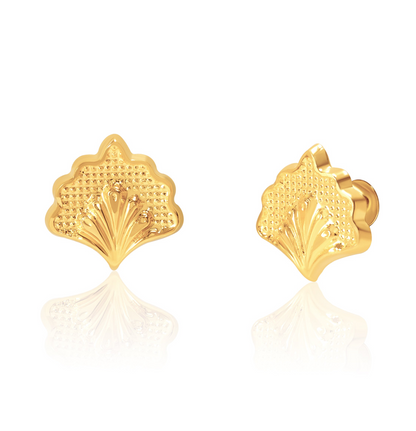 18K Pure Gold Tree Screw Earring Set