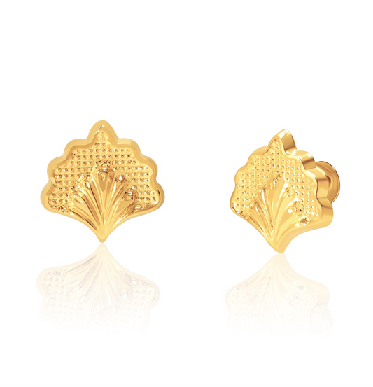 18K Pure Gold Tree Screw Earring Set