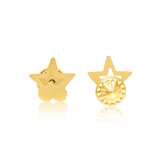 18K Pure Gold Star Screw Earring Set