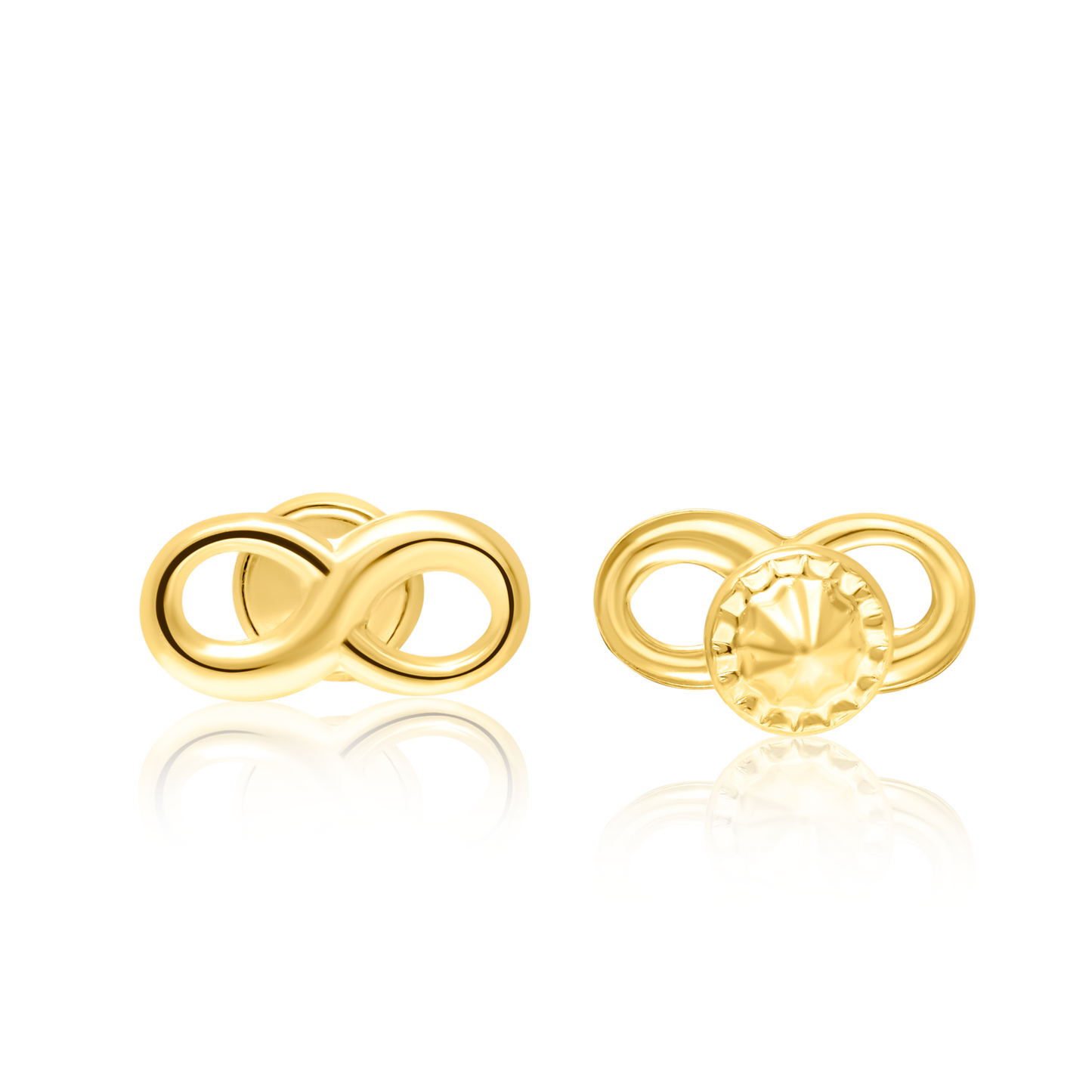 18K Pure Gold Infinity Screw Earring Set