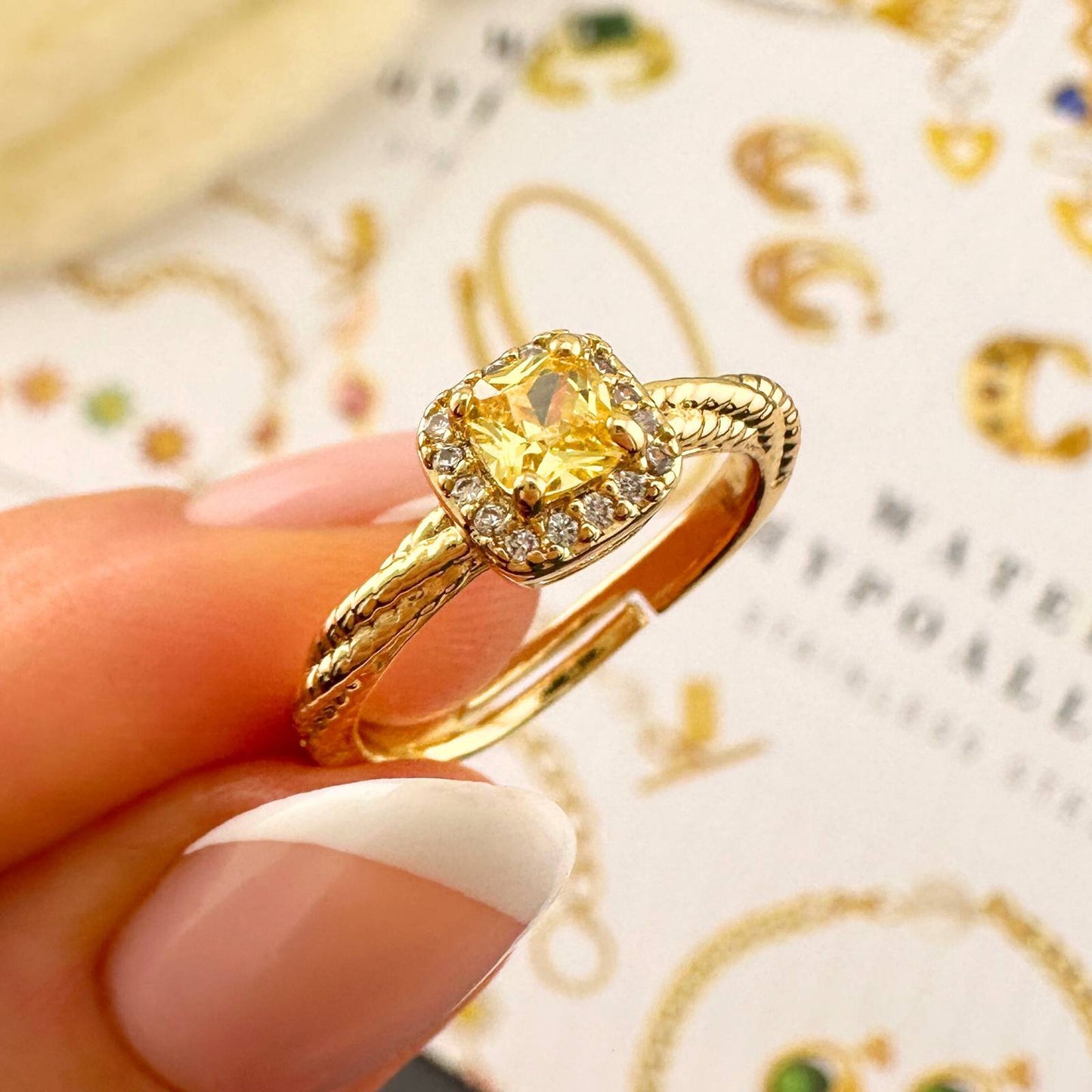 Ring, 18K Gold Plated Brass