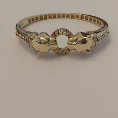 18K Pure Gold Elegant Panther Bangle