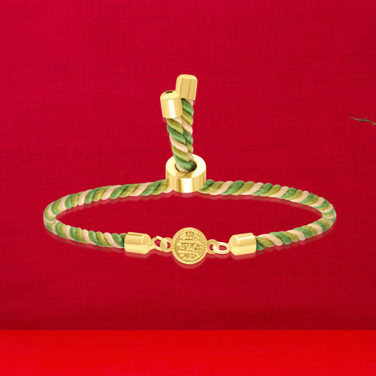 18K Pure Gold Multi Color Thread Coin Bracelet