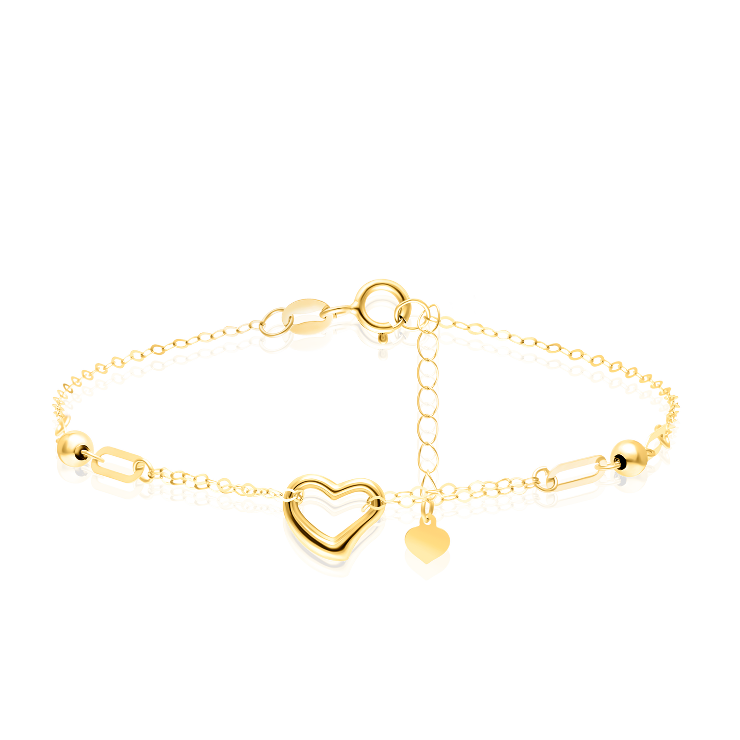 18K Pure Gold Heart Seed Bracelet