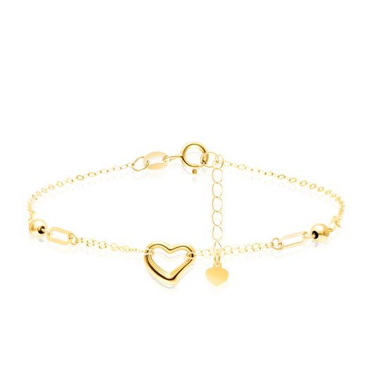 18K Pure Gold Heart Seed Bracelet