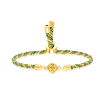 18K Pure Gold Multi Color Thread Coin Bracelet