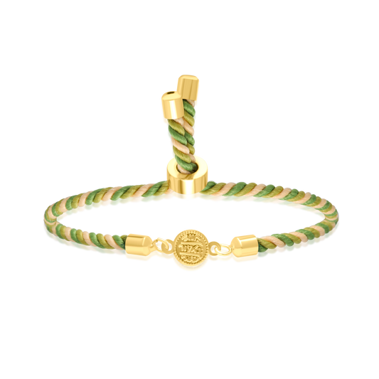 18K Pure Gold Multi Color Thread Coin Bracelet