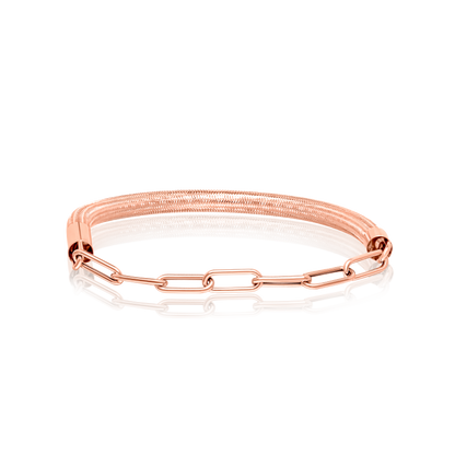 18K Pure Gold 3 Color Elastic Bangle Set