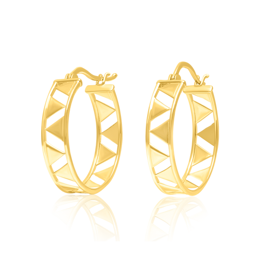 18K Pure Gold Round Earring Set