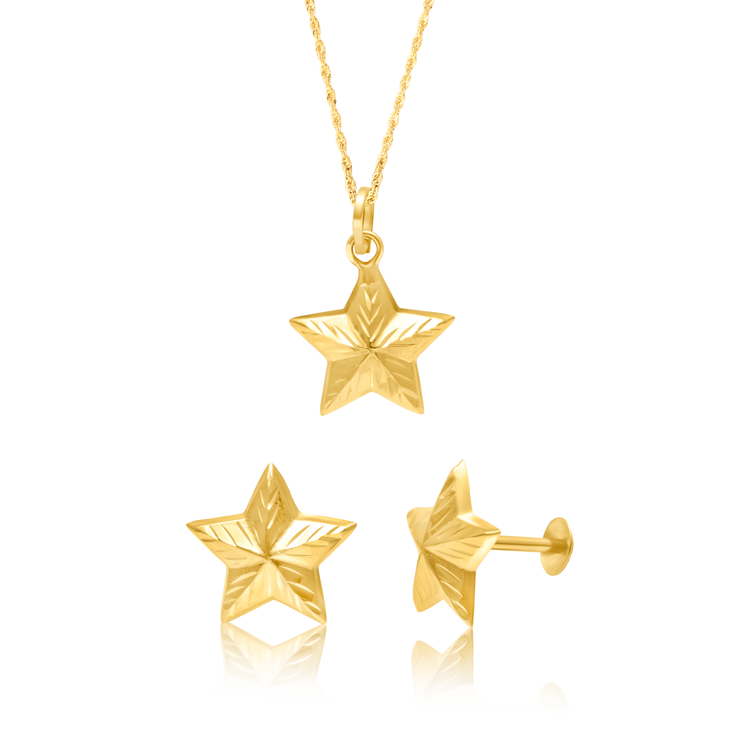 18K Pure Gold Star Jewelry Set