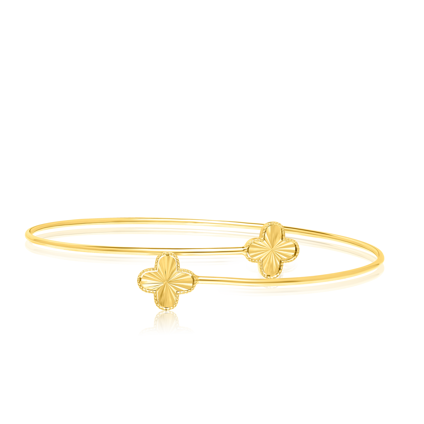 18K Pure Gold Adjustable Flower Bangle