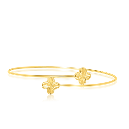 18K Pure Gold Adjustable Flower Bangle