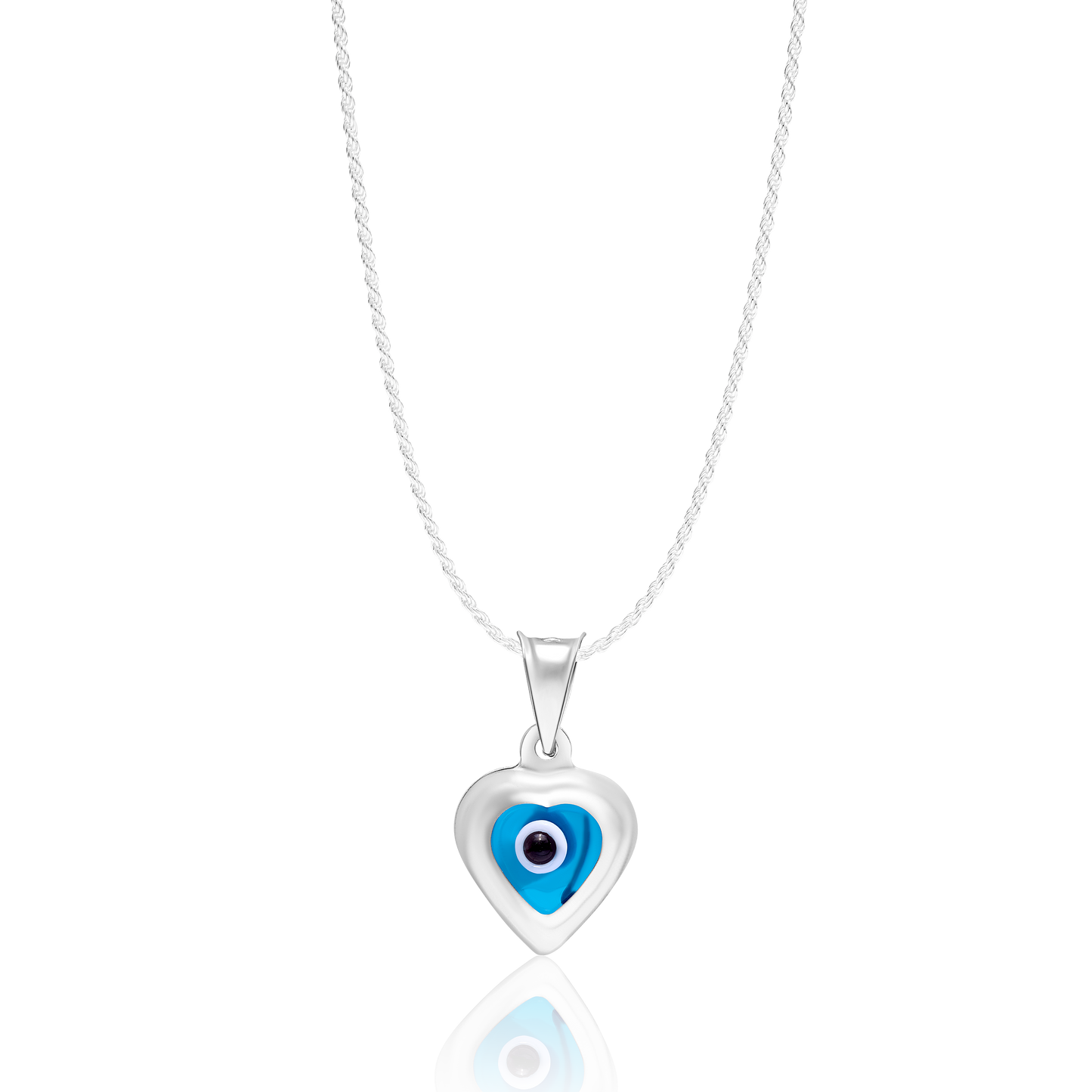 Real 925 Sterling Evil Eye Silver Heart Necklace