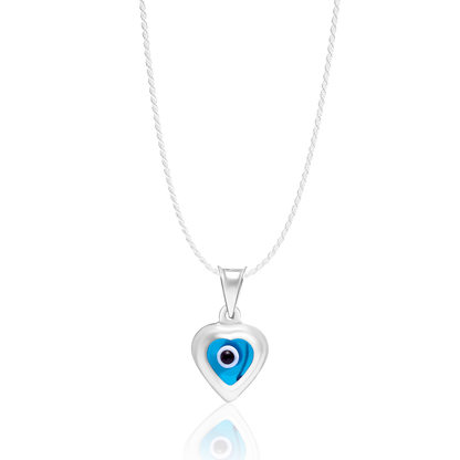 Real 925 Sterling Evil Eye Silver Heart Necklace