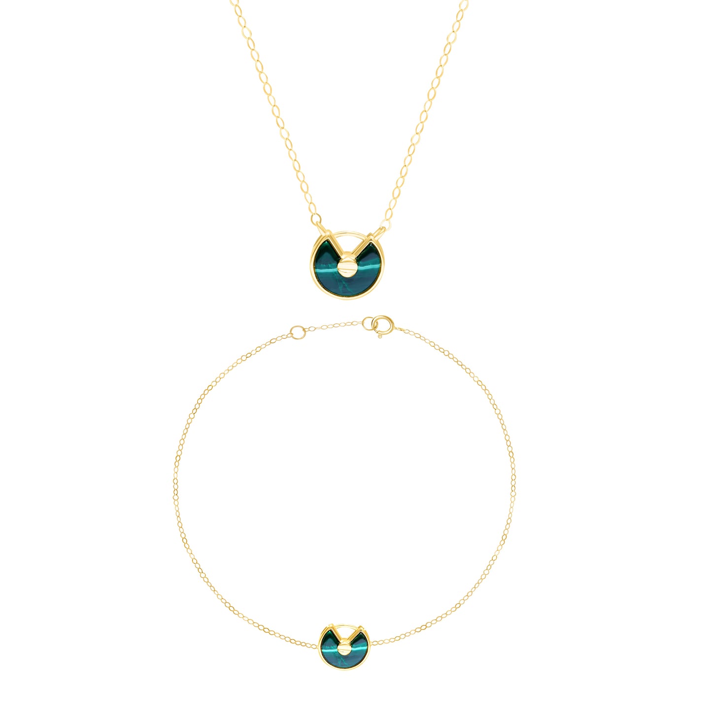 18K Pure Gold Green Jewelry Set