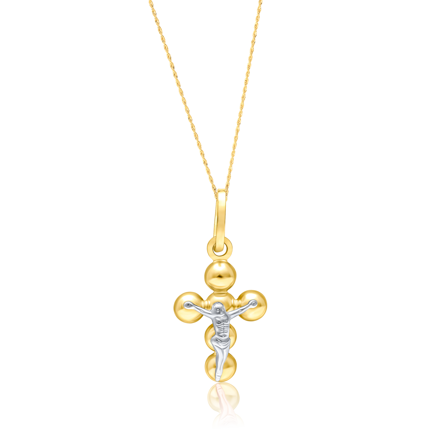 18K Pure Gold Seed Jesus Cross Necklace